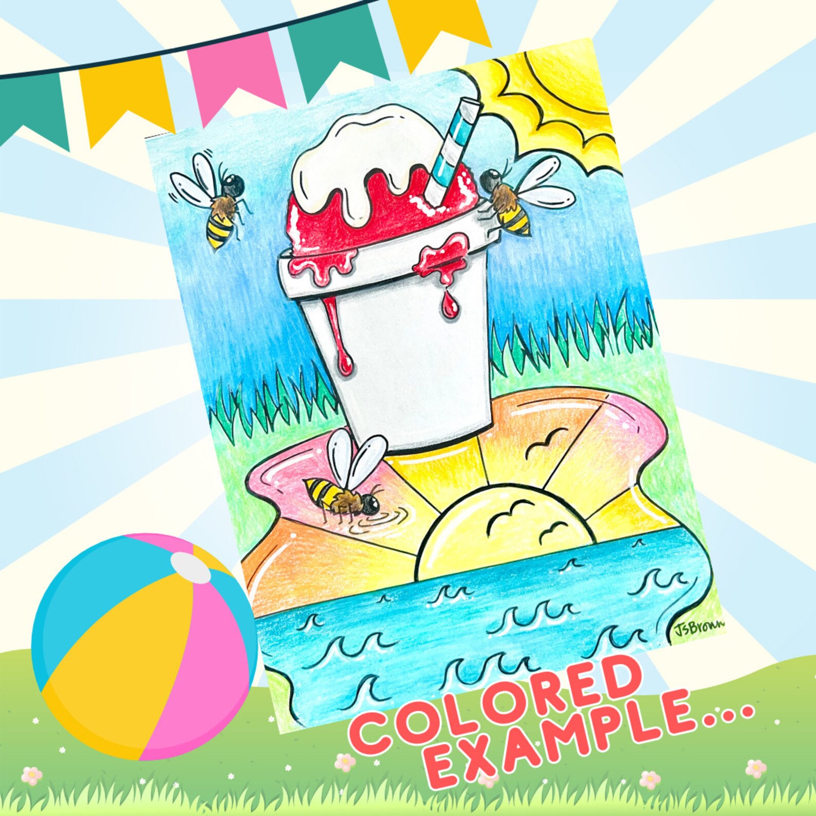 Snowball Coloring Page -summer Color Sheet -seasonal Coloring Page ...