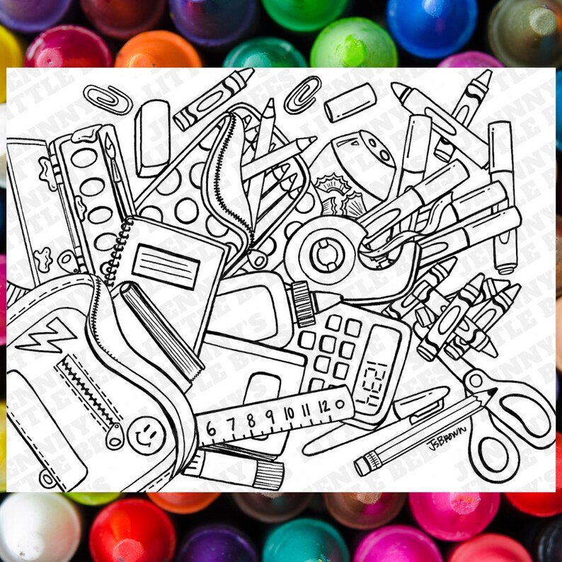 Back to School Coloring Page -school Supplies Color Sheet -spilling ...