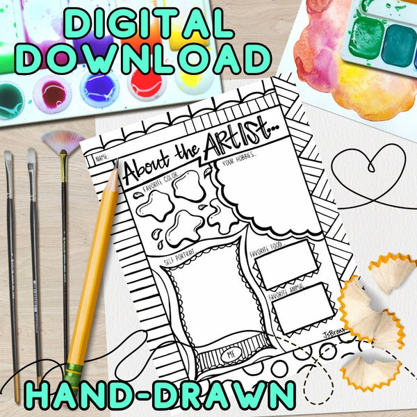 About the Artist Worksheet -Art Icebreaker -Class Icebreaker -Art Worksheet -Drawing Prompts -About the Artist Sheet -Digital Download