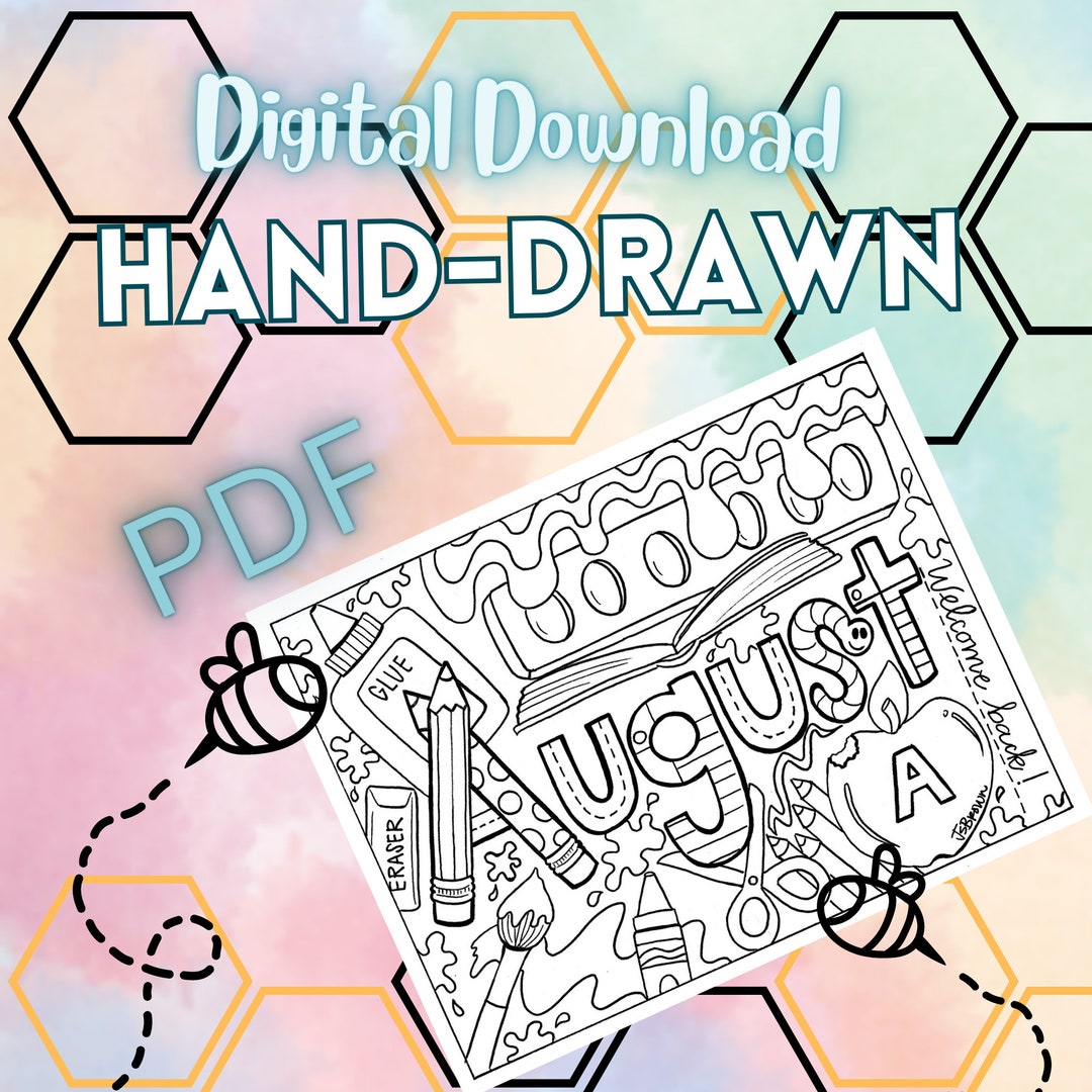 August Printable Coloring Page - Hand-drawn August Coloring Page