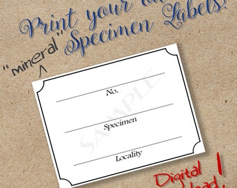 Mineral Specimen Identification 2 Sided Labels Print Endless Labels for Crystals, Gemstones, Fossils, Minerals