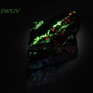 Willemite Calcite Zincite and Franklinite Polished Slab 249 Gram Fluorescent Phosphorescent Mineral Specimen from Sterling Hill Mine NJ