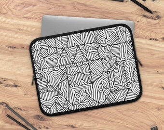 Cute Patterned Laptop and iPad/Tablet Sleeve, Aesthetic Laptop and iPad Sleeve, Water Resistant and Lightweight Protective Computer Case