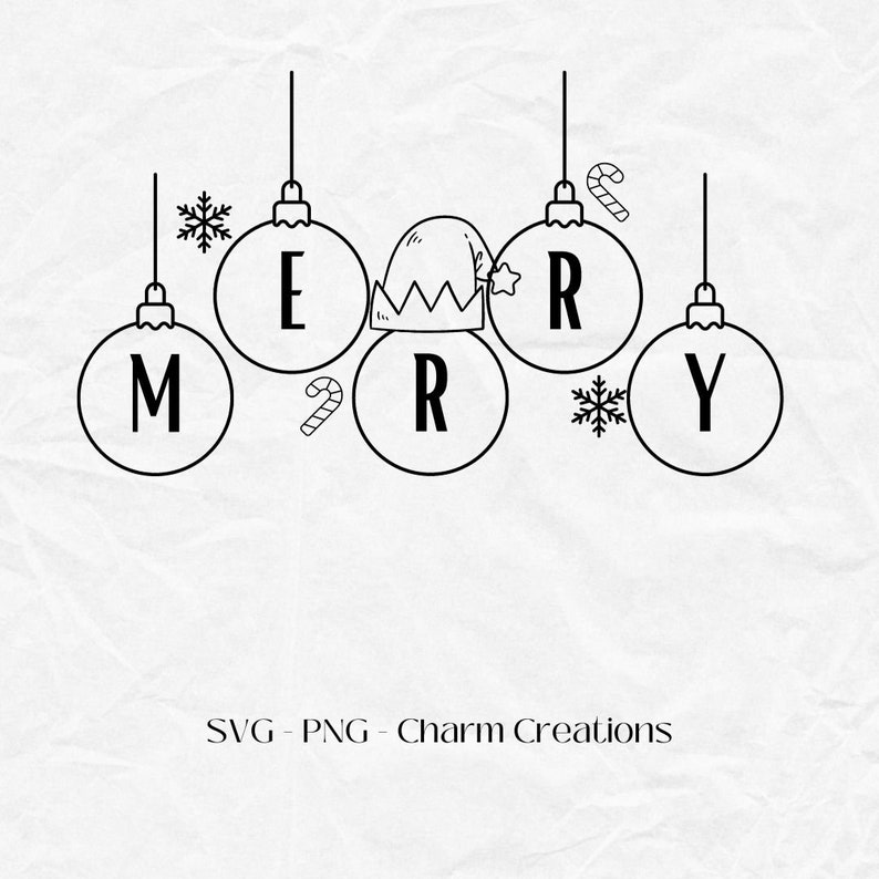 Merry Ornament SVG PNG, Christmas Svg, Ornament SVG, Instant Download
