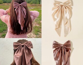 Oversized Satin Bow | Variety Of Colours | Beautiful Elegant Hair Accessory | Perfect Gift For Her | Gift for Bride | Hair Accessories Cute