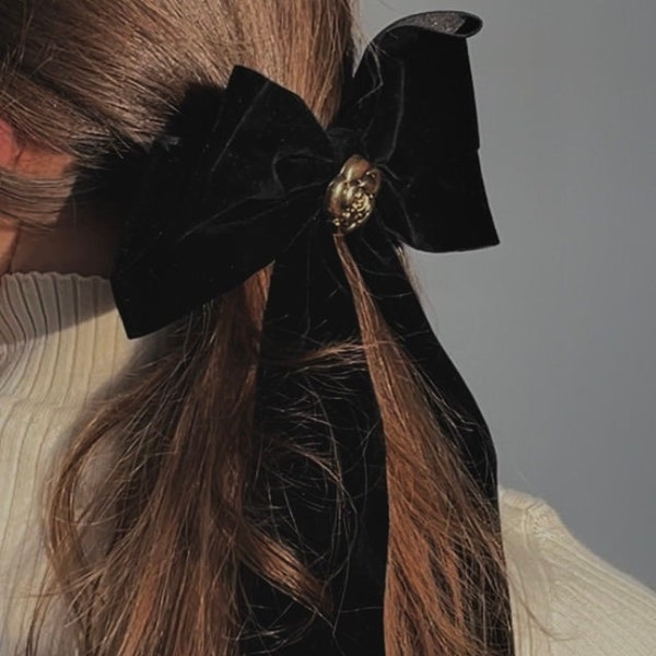 à cheveux en velours avec noeud | style vintage | Barrette | Cadeau mignon pour elle | Arc français | Accessoires cheveux | Épingle à cheveux gros noeud | Joli nœud pour cheveux