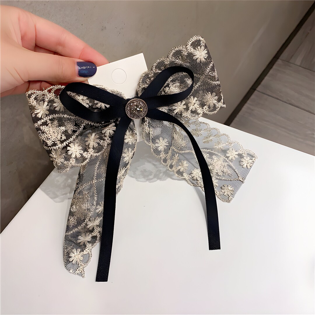 Collette Lace Bow Har Barrette | Flower Grl Har Bows, Flower Grl Har Accessores, Lace Bows