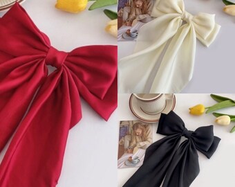Satijnen strik | 3 kleuren Wit Zwart Rood | Prachtig elegant haartoebehoren | | Perfect cadeau voor haar | Cadeau voor bruid | Haaraccessoires