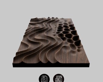 Organic Relief STL File, Wall Panel 3D Model, CNC Router Carving Design, Fluid Texture Wall Art, Modern Architectural Decor OBJ