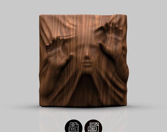 3D Face Relief Wall Art STL for CNC Router and 3D Printing