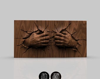 3D Hand STL File CNC Router, Wood Hand for CNC Router and 3D Printer, Digital Download