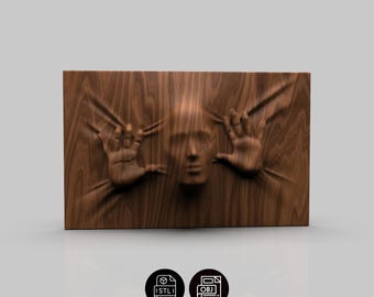 3D Face Relief Wall Art STL, CNC Router & 3D Print File