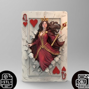 Herz Queen 3D Skulptur STL - Printable Wall Art (Digitale Datei)