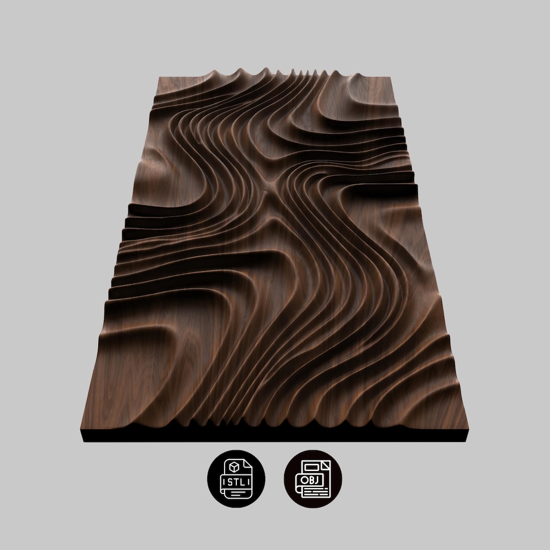 Wave Texture Stl Abstract Wave Relief STL File, Parametric Wall Panel 3D Model, CNC ...