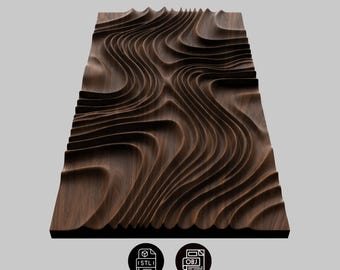 Abstract Wave Relief STL File, Parametric Wall Panel 3D Model, CNC Router Carving Design, Organic Wood Texture Art, Modern Wall Decor OBJ