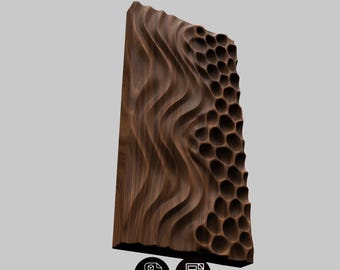 Wave Wood Panel STL , Concave Honeycomb Wall Art , CNC Router 3D Printer File , Parametric Relief Digital Model Download
