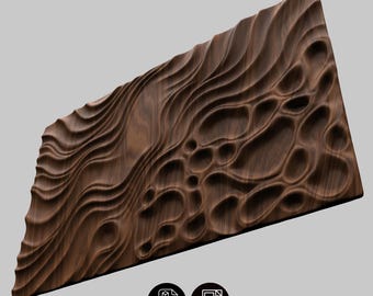 Horizontal Wave Dimpled Panel STL , Abstract Concave Wall Art , CNC Router 3D Printer File , Parametric Relief Digital Model Download