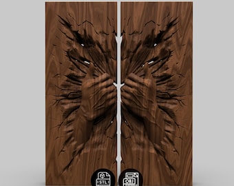 Hands Breaking Wood Relief STL, 3D Hands Panel Wall Art for CNC & 3D Printer, Wood Carving Model Digital File