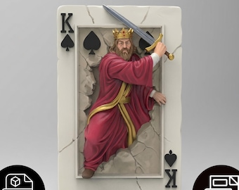 King of Spades 3D Sculpture – Printable STL Wall Art (Digital File)