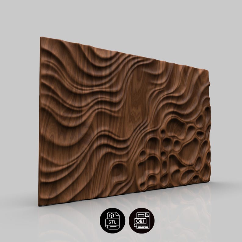 Wave Texture Stl Horizontal Wave Dimpled Panel STL , Abstract Concave Wall Art , CNC ...