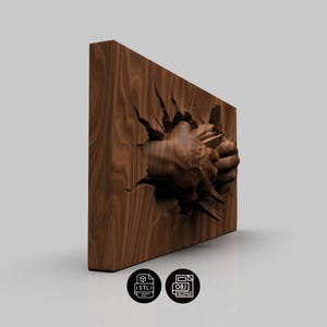 3D relief model of two realistic hands bursting through a cracked wooden block, high-detail STL for CNC and 3D printing.

Modelo en relieve 3D de dos manos realistas brotando de un bloque de madera agrietado, archivo STL para CNC y estampado 3D.

3D-Reliefmodell von zwei realistischen Händen, die durch einen rissigen Holzblock brechen, STL-Datei für CNC-Fräsen und 3D-Druck.

Modèle en relief 3D de deux mains réalistes sortant d'un bloc de bois fissuré, fichier STL pour CNC et impression 3D.