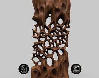Wood Voronoi Panel STL , Melted Organic Wall Art , CNC Router 3D Printer File , Digital Download