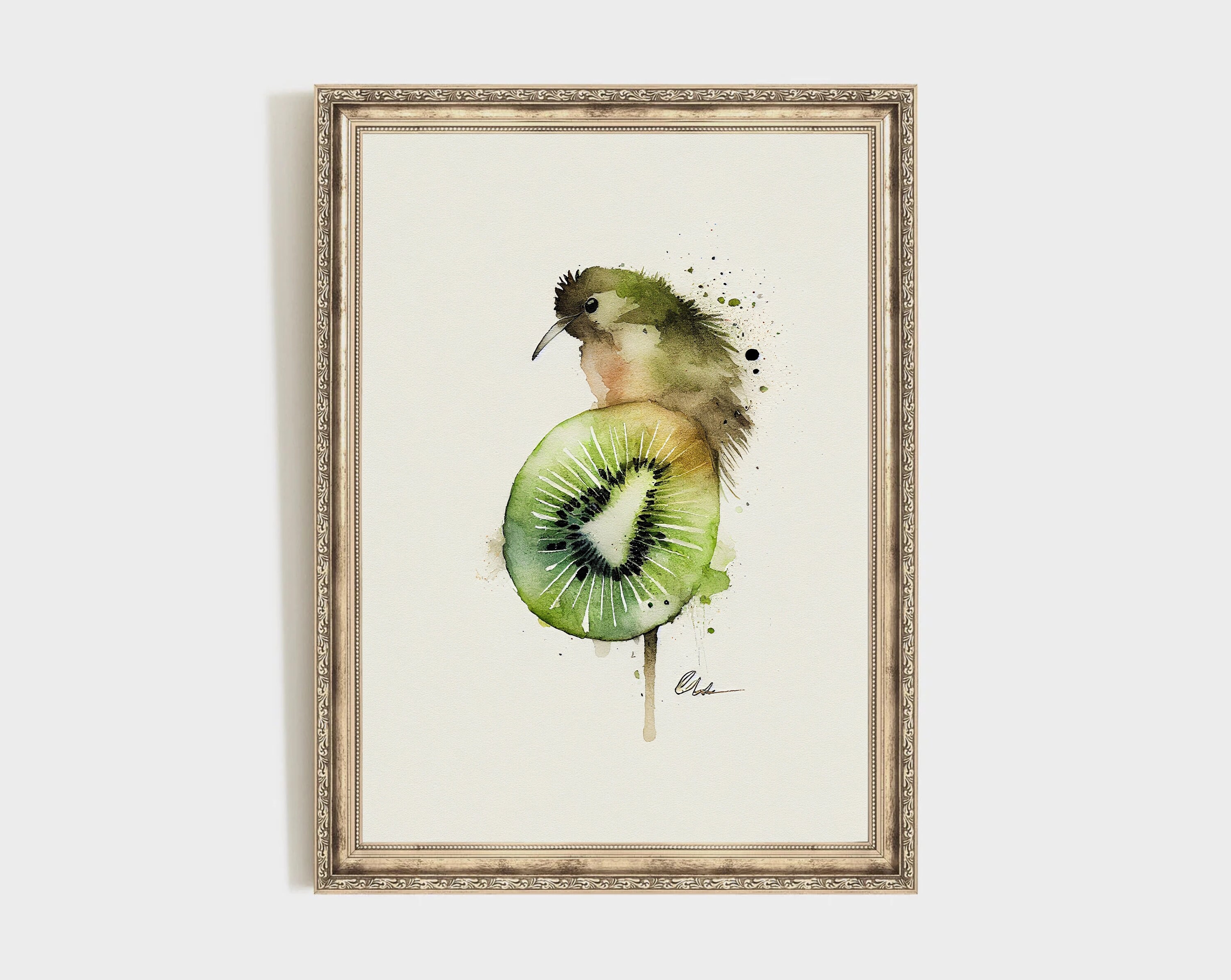 Printable Kiwi Watercolor, Printable Bird Watercolor, Fruit Art Print, Wall Art Digital Download ...