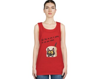 Unisex Heavy Cotton Tank Top, Cat Tank Top, Funny Cat Tank Top, Cartoon Cat Tank Top, Inspirational Tank Top, Long Tank Top, Graphic Tank