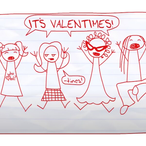 Teen Girl Squad “Valentimes” Valentines Day Postcard Homestar Runner