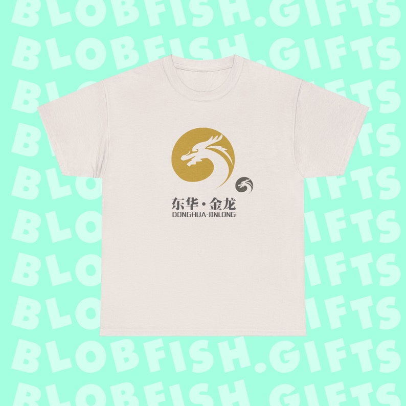 A grey Donghua-Jinlong industrial grade glycine shirt with a background reading "blobfish.gifts."  What a cool shirt!