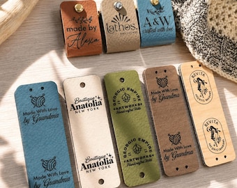 Personalized 1 x 3 in Faux Leather Labels Tags for Handmade Crochet & Knitting