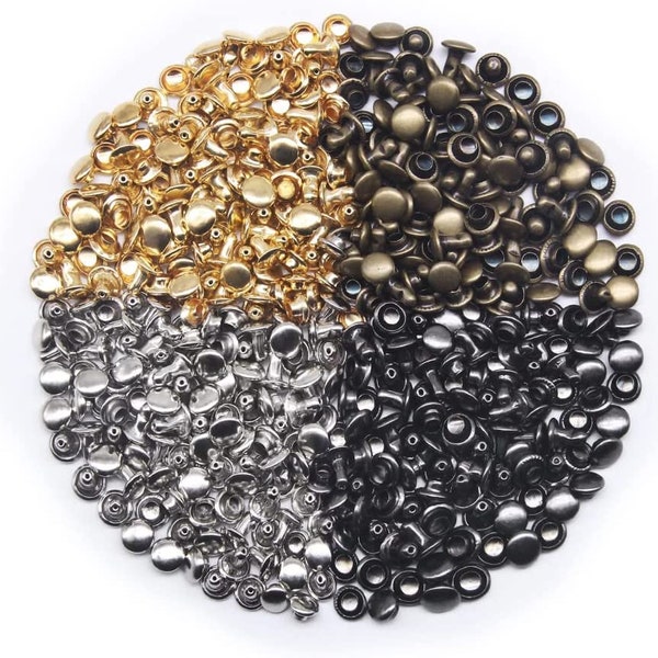 Lot de rivets pour étiquettes en cuir - 6 mm, attaches pour étiquettes et étiquettes, travaux manuels du cuir pour chaussures, vêtements, sac, pièces de rechange, décoration