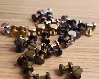 Set of Chicago Screw Rivets For Leather Tags - 6mm, Fasteners For Labels Tags, DIY Leather Craft For Shoes, Clothing, Bag, Chunky Yarn
