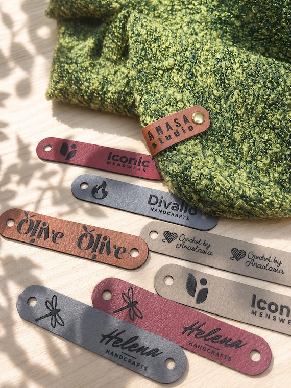 Personalized 2.5 X 0.5 in Faux Leather Labels Tags for Handmade