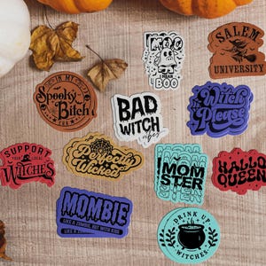 Adesivos de Halloween de couro sintético gravados a laser – para passar a ferro em tecido, papel, metal, copos, laptops, bolsas – assustador, decoração