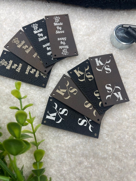  Customized 2 x 1 in Faux Leather Product Tags, SEW-ON Personalized  Tags for Knitting and Crochet, Rivets Cute Labels Handmade Items (10 Labels)  : Handmade Products