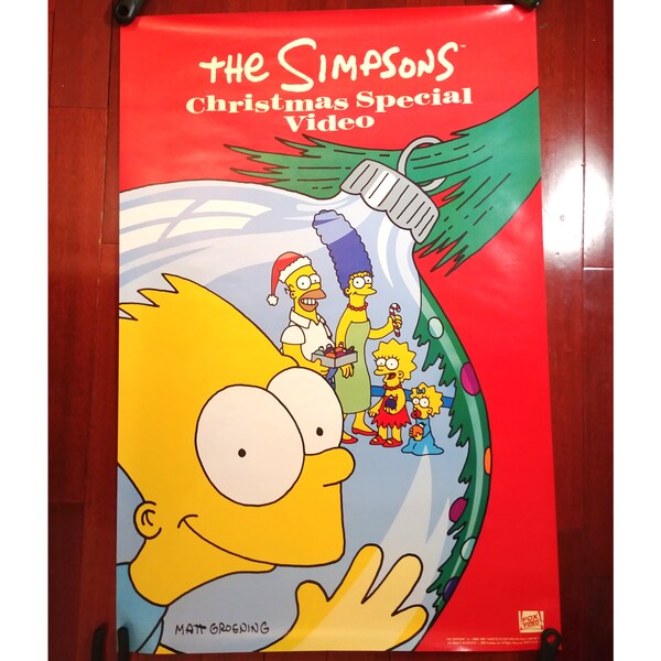 Vintage 1991 Simpsons Poster - 'Christmas Special Video' VHS Promo 25.5x38"