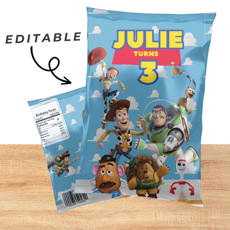 Toy Story Chip Bag Template Personalized Kids' Party Favors Etsy
