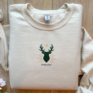 Terrasen Stag Embroidered SweatShirt | Sarah J Maas | Throne Of Glass | SJM Merch | Bookish Merch | ACOTAR | Aelin Galathynius | TOG Sweater