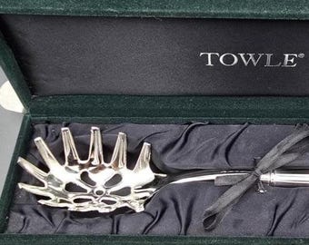 Vintage Towle Silver Plated Pasta Server, Copenhagen Pattern, Original Box