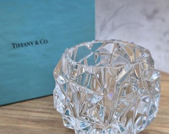 Vintage Tiffany & Co Lead Crystal ROCK CUT Votive Retired