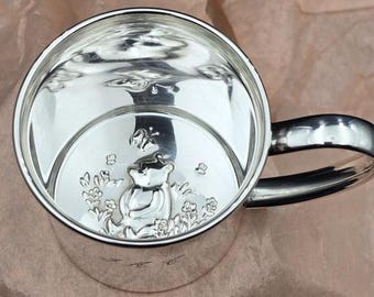 Vintage Lunt Sterling Silver Winnie the Pooh Baby Cup – Heirloom Christening Gift