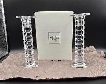 Mikasa Atrium Crystal Candlesticks (8.5 inches), Discontinued Germany Glass