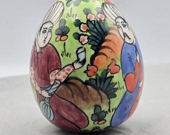 Vintage Ceramic Turkish Decorative Handmade Painted Egg.