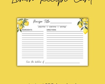 Lemon Recipe Cards and Recipe Box Dividers