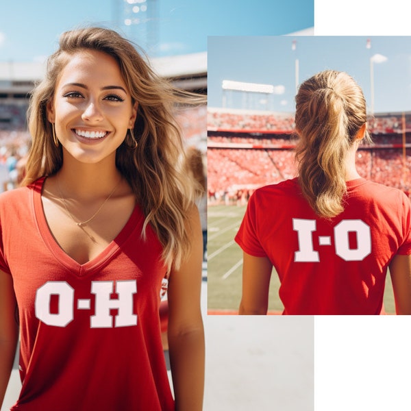 The Ohio State University Ultimate "O-H-I-O" Shoutout Ladies V-Neck T-shirt (no "Go Bucks!" callout)