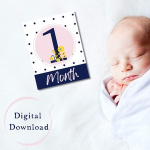 Cartes d'étape mensuelles imprimables pour bébé fille, téléchargement numérique, accessoire photo de 12 mois, premières cartes florales aquarelles, bannière photo 1er anniversaire