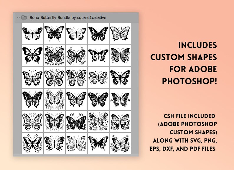 Boho Butterflies SVG Bundle, 30 High Resolution Scalable Cricut Boho ...