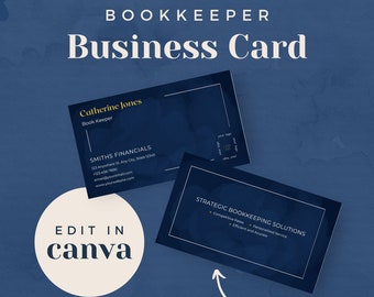 Bookkeeper Business Card | Bookkeeper Template, Canva Template, Bookkeeping Business, Accountant Editable Template, Instant Download