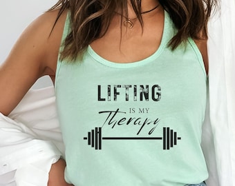 Lifting is my Therapy Tank, Fitness Tank, Workout Tank, Women's workout tank, Women's Fitness Tank, Crossfit Tank, Workout T, Lifting Tank